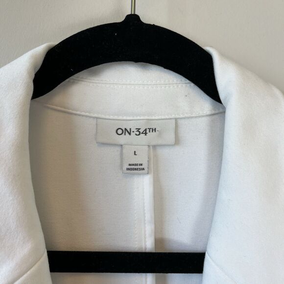 On 34th White Blazer Longline Stretch Knit One Button Unlined Size Large - Picture 9 of 13
